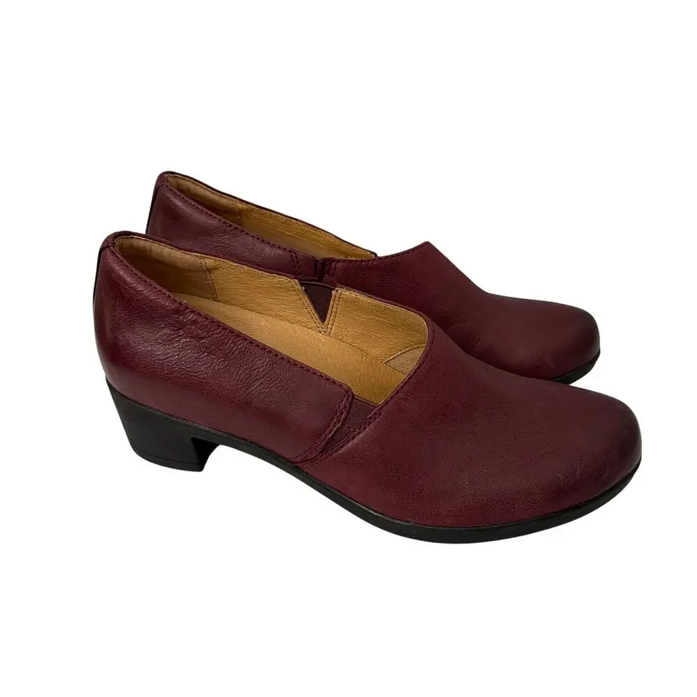Dansko Shoes Womens Size 9 Camdyn Wine Red Leather Slip On Block Heels 39